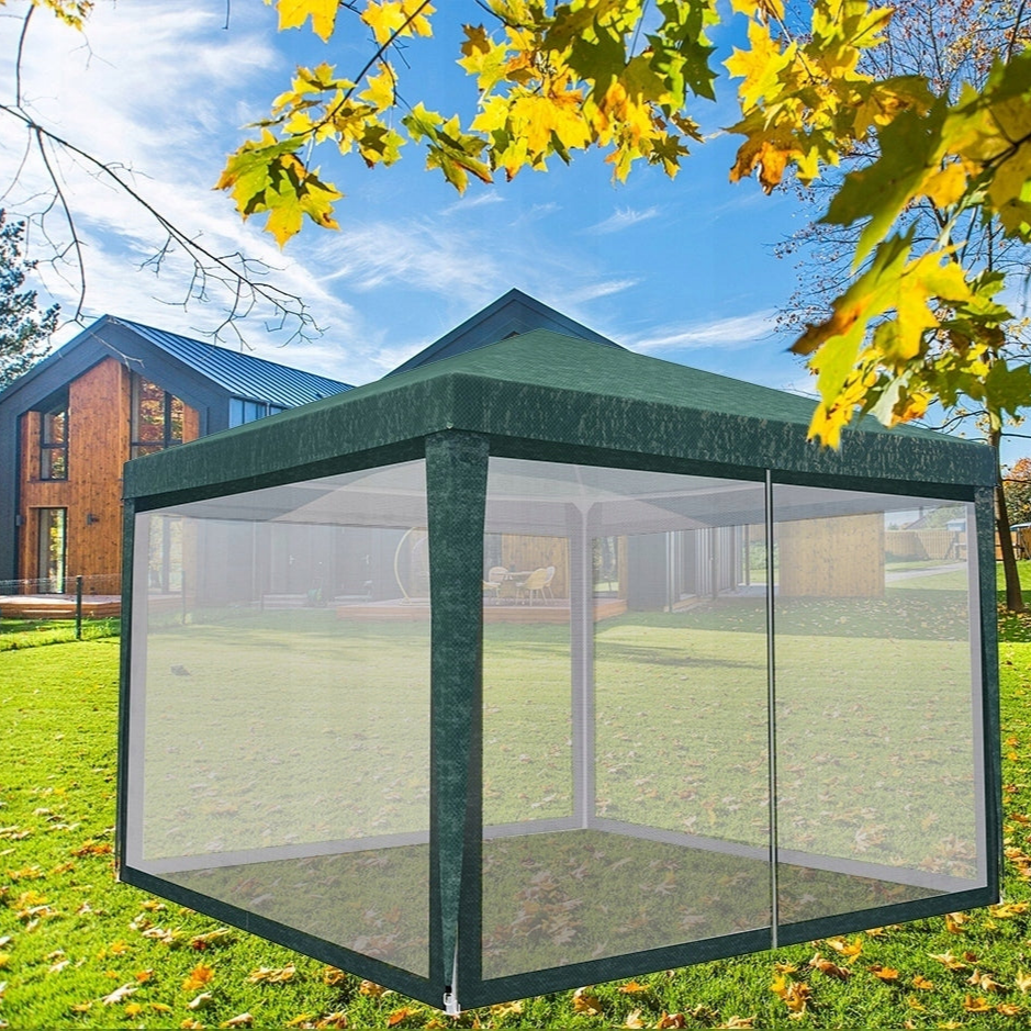 Pavilion/foisor de gradina cu plasa impotriva insectelor, Zola, 3 x 3 x 2.5 m, prindere velcro, cadru din otel, polietilena, 100 g/m2, verde Pavilion/foisor de gradina cu plasa impotriva insectelor, Zola, 3 x 3 x 2.5 m, prindere velcro, cadru din otel, polietilena, 100 g/m2, verde